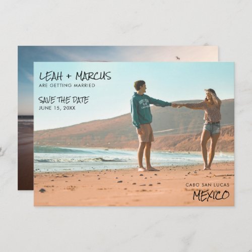 Mexico Beach Destination Wedding Two Photo Save The Date