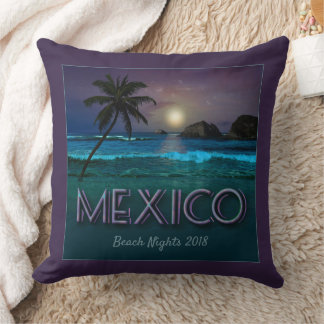Mexico Beach Night (customizable) Throw Pillow