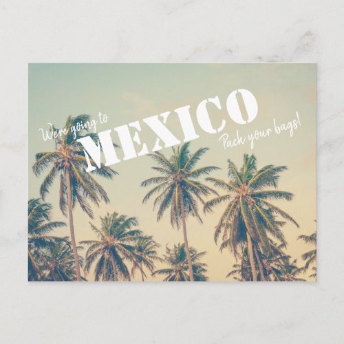 Mexico Beach Palm Tree Save the Dates Postcard