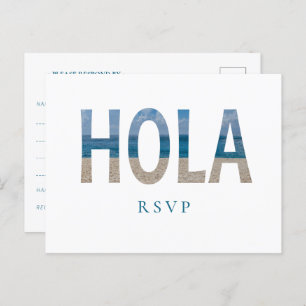Mexico Beach Wedding Hola Photo RSVP Invitation Postcard