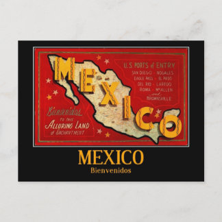 Mexico, Bienvenidos, Vintage Postcard