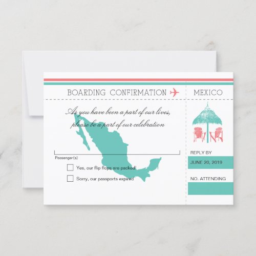 Mexico Boarding Pass Beach Hut RSVP