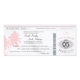 Mexico Boarding Pass Destination Wedding Card