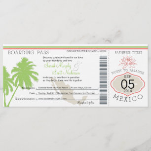 Mexico Boarding Pass Destination Wedding Invitation