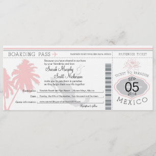 Mexico Boarding Pass Destination Wedding Invitation