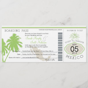 Mexico Boarding Pass Destination Wedding Invitation