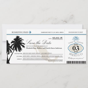 Mexico Boarding Pass Save the Date