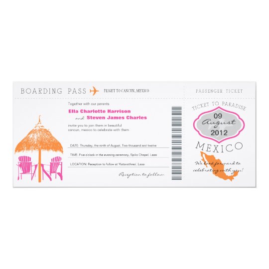 Mexico Boarding Pass Wedding Invitation | Zazzle.com