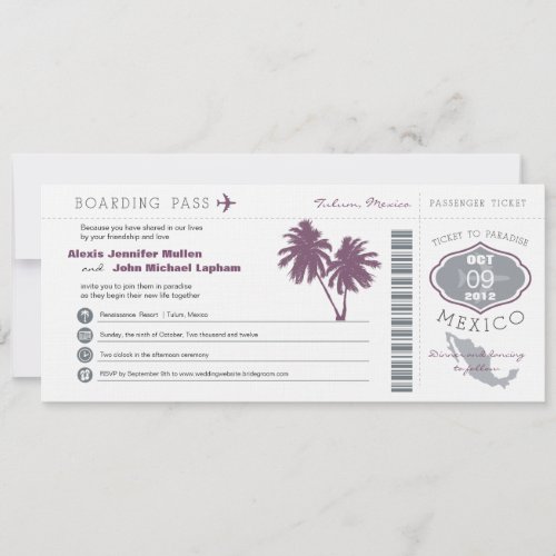 Mexico Boarding PassWedding Invitation