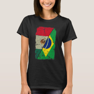 Mexico Brazil Flag Together Mixed Family Roots T-Shirt