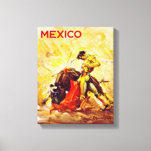 Mexico Bull Fighter Vintage Poster Restored Canvas Print