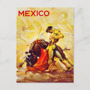 Mexico Bull Fighter Vintage Poster Restored Postcard