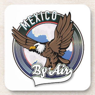 Mexico by air travel patch. beverage coaster