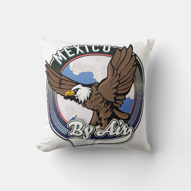 Mexico by air travel patch. throw pillow (Front)