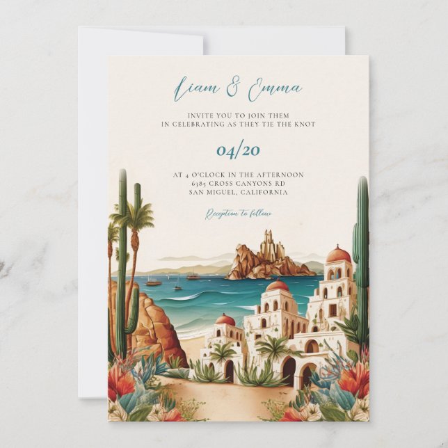Mexico Cabo San Lucas Destination wedding Invitation (Front)