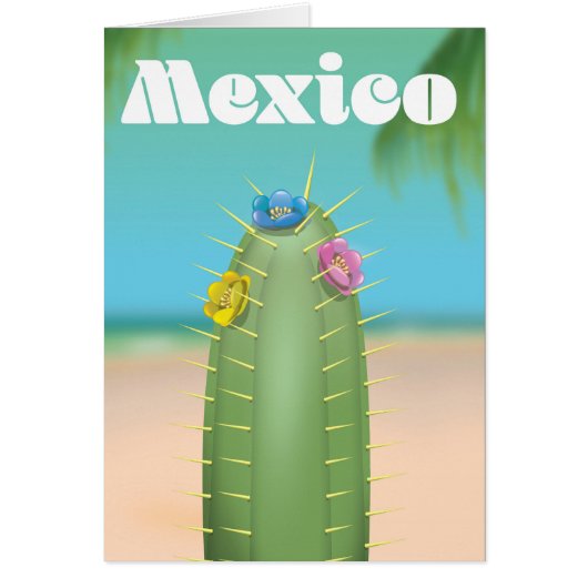 Mexico Cactus travel poster Cards (Front)
