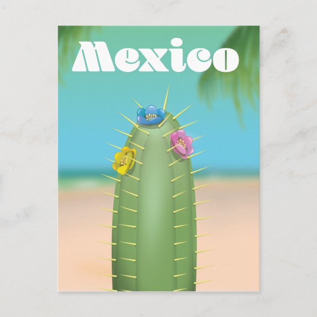 Mexico Cactus travel poster Postcard (Front)