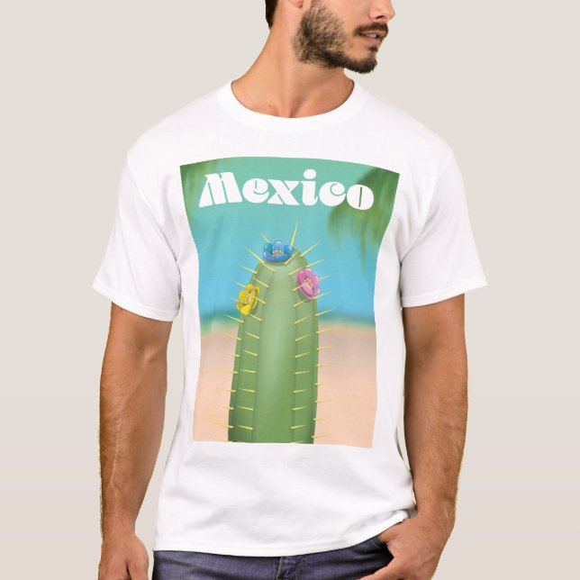 Mexico Cactus travel poster T-Shirt (Front)