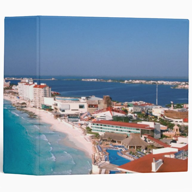 Mexico, Cancun, Aerial View Of Hotels 3 Ring Binder (Front/Spine)