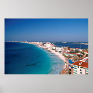 Mexico, Cancun, Aerial View Of Hotels Poster