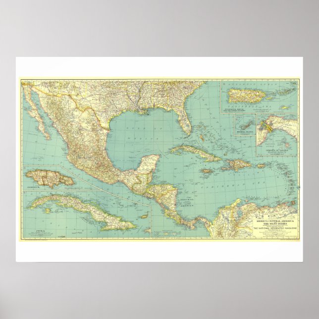 " Mexico/Central America: 1934 Detailed map ... Poster (Front)