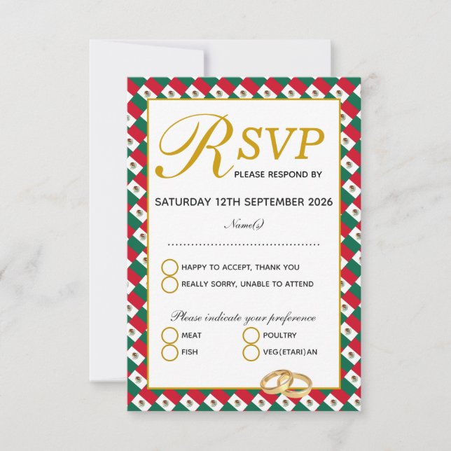 MEXICO Christian Wedding RSVP Response Card (Front)