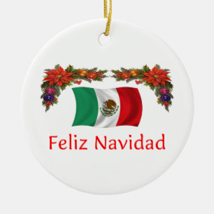 Mexico Christmas Ceramic Ornament
