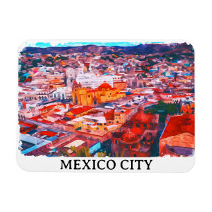 Mexico City CDMX Painting Panorama View Magnet