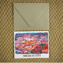 Mexico City CDMX Painting Panorama View Postcard