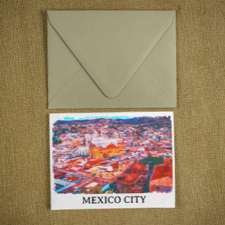Mexico City CDMX Painting Panorama View Postcard