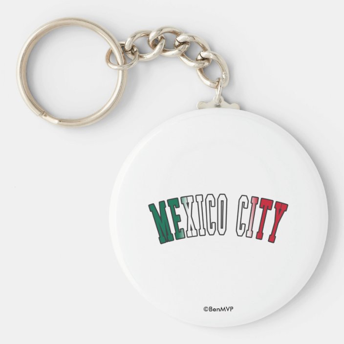 Mexico City in Mexico National Flag Colors Keychain