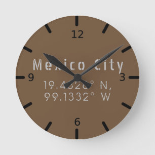 Mexico City latitude and longitude Round Clock