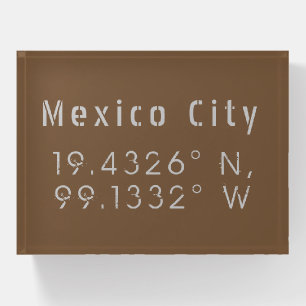 Mexico City Latitude Longitude Paperweight