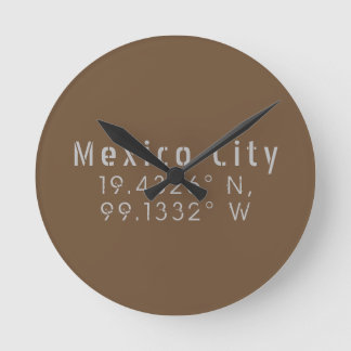 Mexico City Latitude Longitude Round Clock