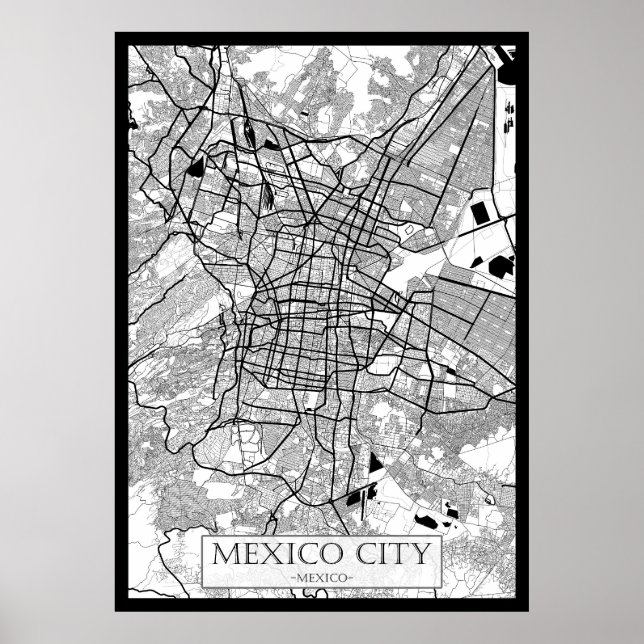 Mexico City Mexico Map Poster (Front)