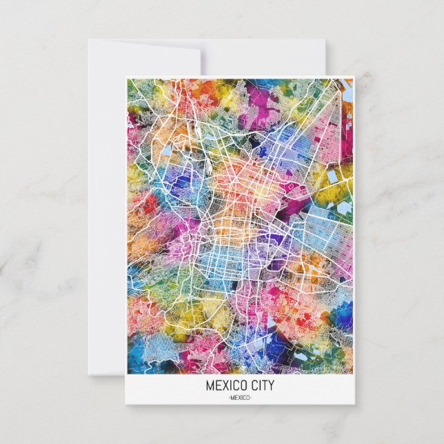 Mexico City Mexico Map Thank You Card (Front)