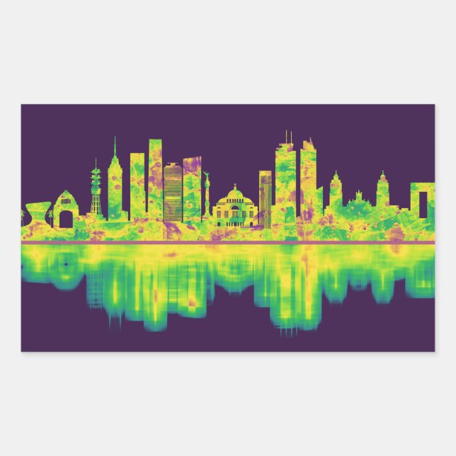 Mexico City Mexico Skyline Rectangular Sticker (Front)