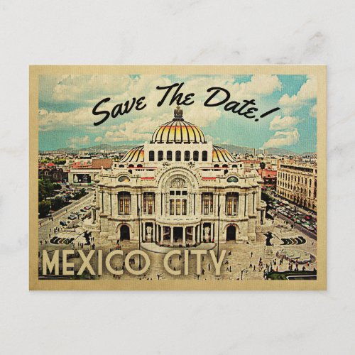 Mexico City Save The Date Palacio de Bellas Artes Announcement Postcard