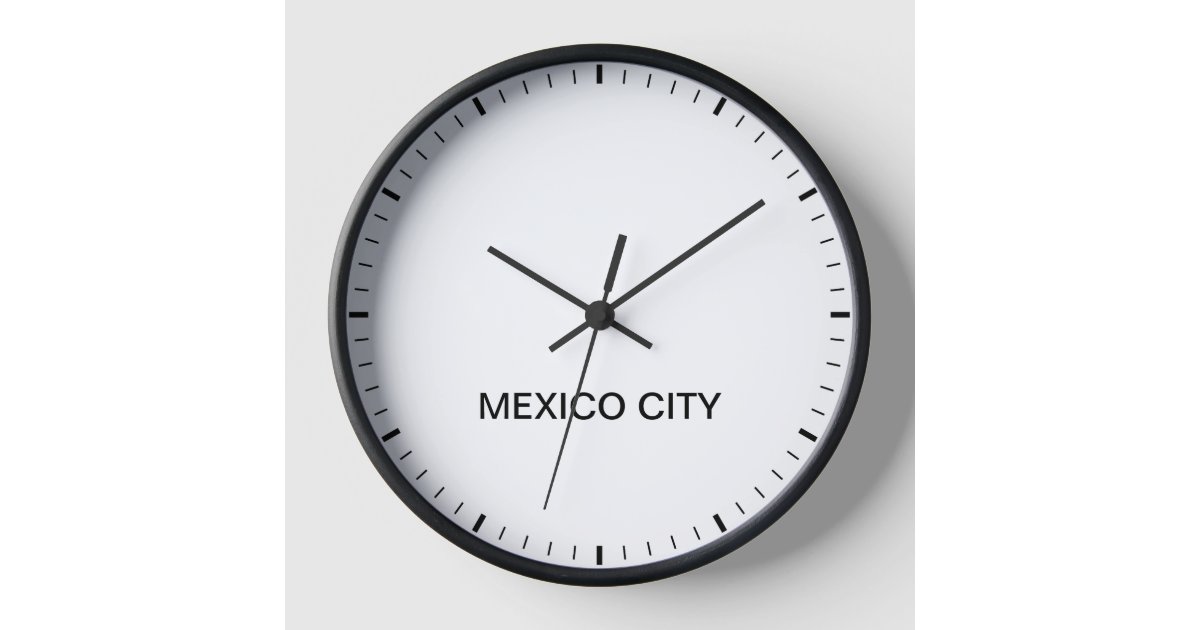 Time zone clocks. Modern wall round clock face, time zones day and