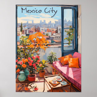 Mexico City Travel City Painting Aesthetic Poster