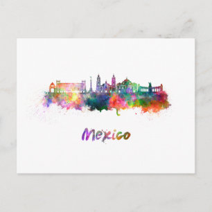 Mexico City V2 skyline in watercolor Postcard