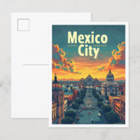Mexico City Vintage Art Travel Illustration