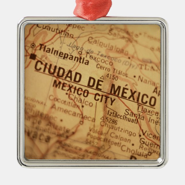 MEXICO CITY Vintage Map Metal Ornament (Front)