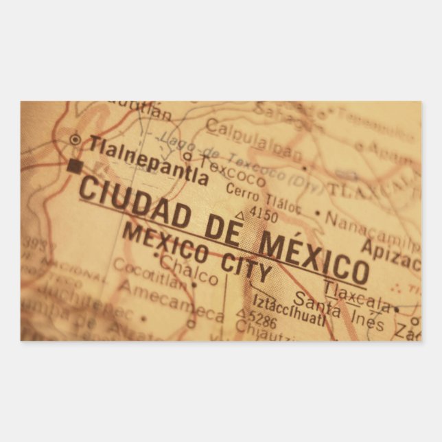 MEXICO CITY Vintage Map Rectangular Sticker (Front)