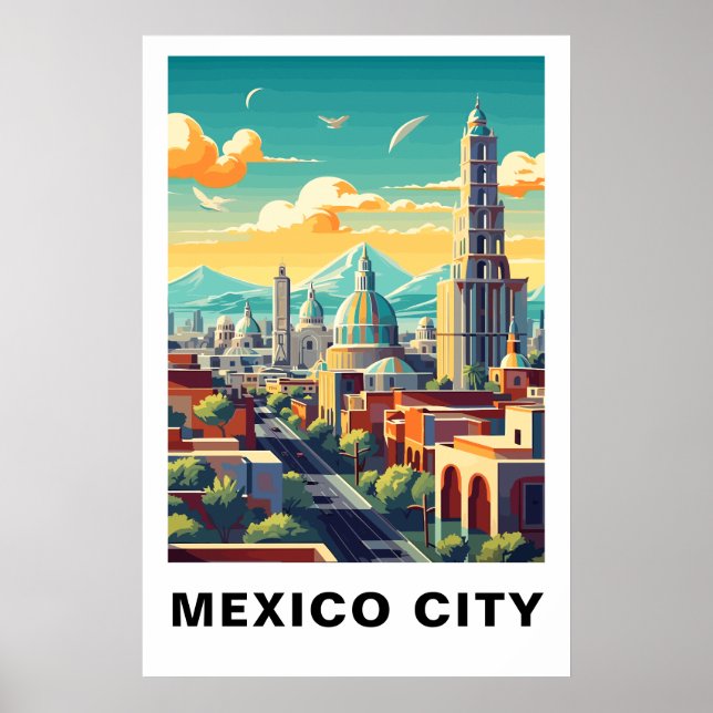 Mexico City Vintage Travel Art Poster (Front)