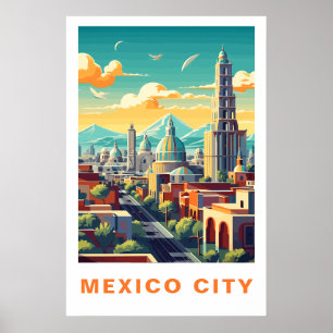 Mexico City Vintage Travel Art Poster