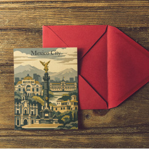 Mexico City Vintage Travel CDMX Minimalist Postcard