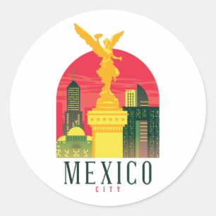Mexico City Vintage Travel  Classic Round Sticker