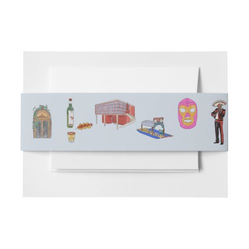 Mexico City Watercolor  Invitation Belly Band