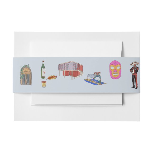 Mexico City Watercolor  Invitation Belly Band (Front Example)